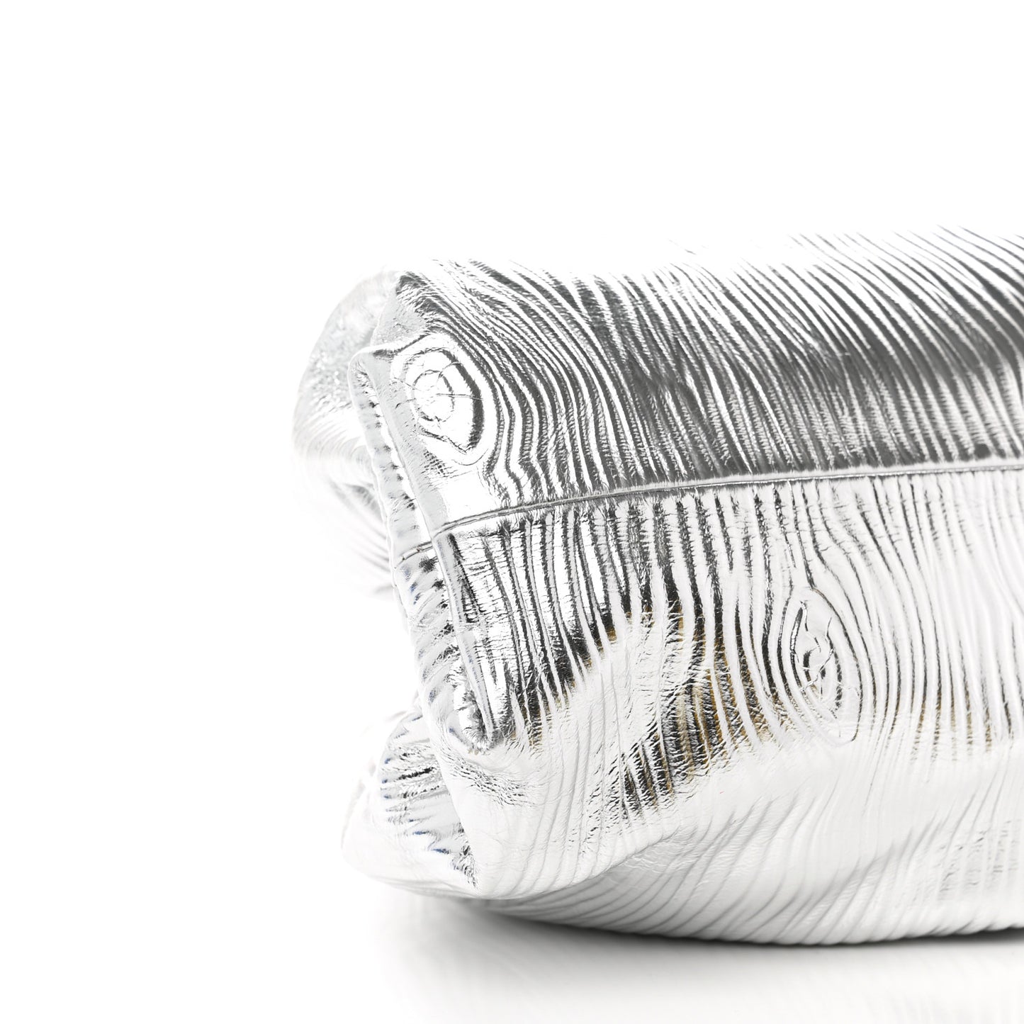 Metallic Bark Calfskin Embossed The Pouch Oversized Clutch Silver