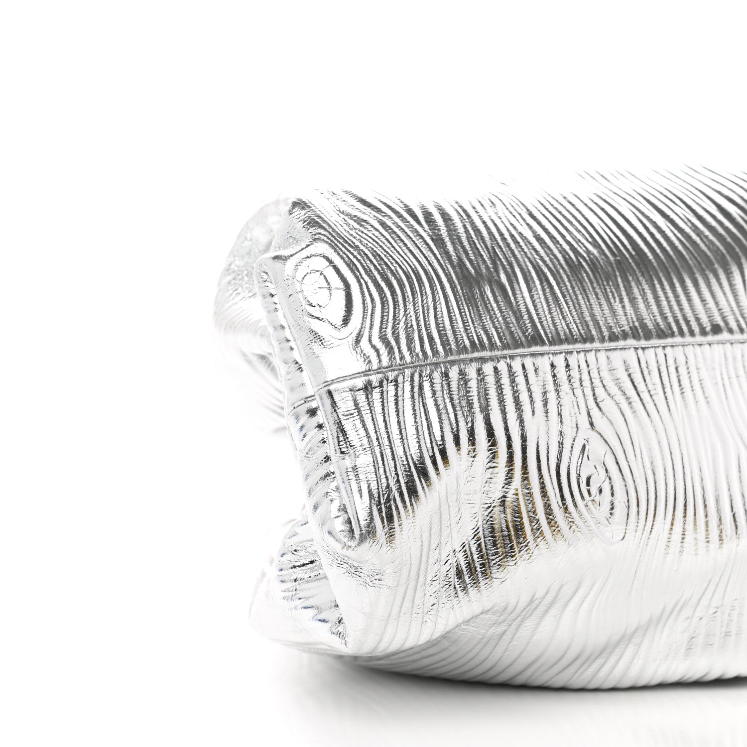 Bottega Veneta Metallic Bark Calfskin Embossed The Pouch Oversized Clutch Silver 8 of 9