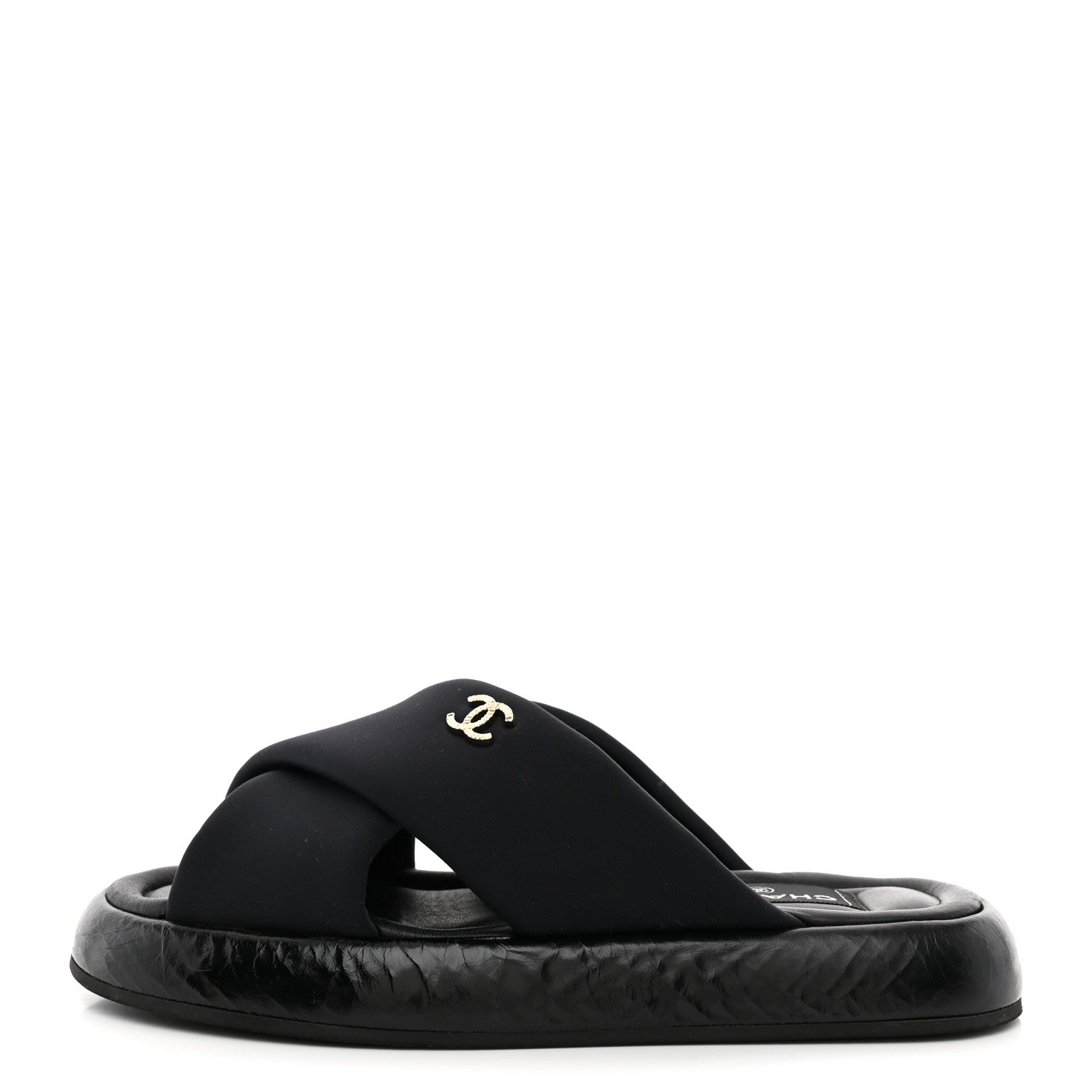 Chanel Fabric CC Mules Sandals 36 Black 1 of 9