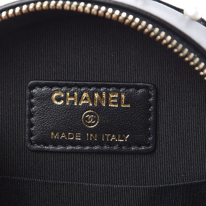 Chanel Calfskin Quilted Pearl Round Clutch With Chain Black 6 of 10