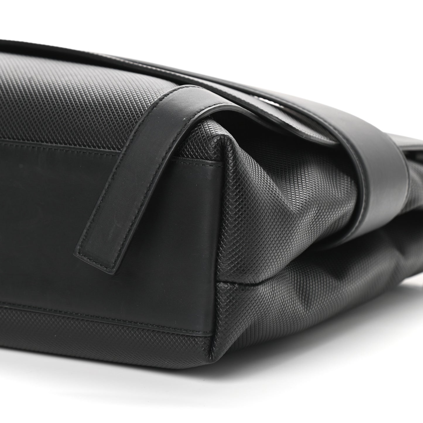 Textured Calfskin Messenger Crossbody Bag Black