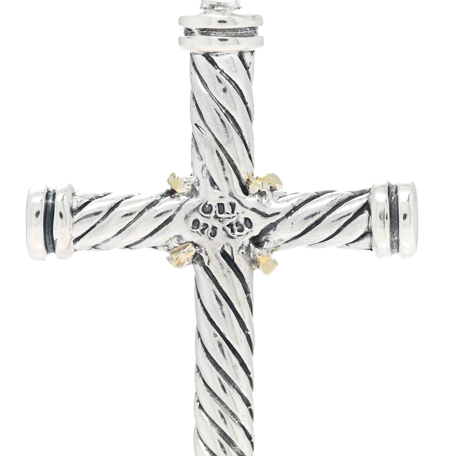 David Yurman Sterling Silver 18K Yellow Gold X Cross Necklace 5 of 5
