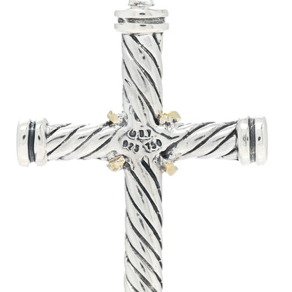 David Yurman Sterling Silver 18K Yellow Gold X Cross Necklace 5 of 5