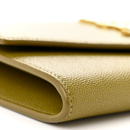 Saint Laurent Grain De Poudre Monogram Uptown Chain Wallet Olive 10 of 11