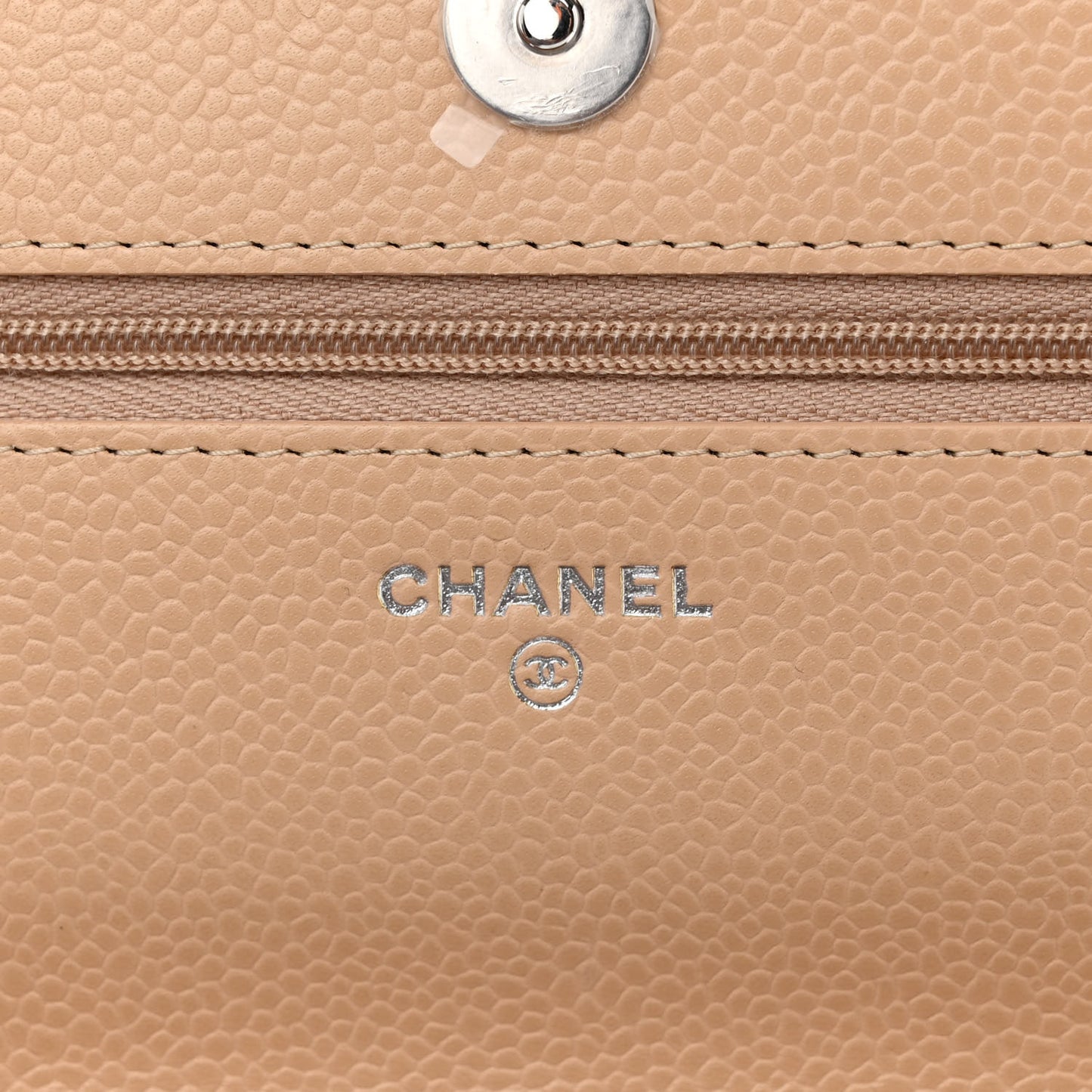 Caviar Quilted Wallet On Chain WOC Beige