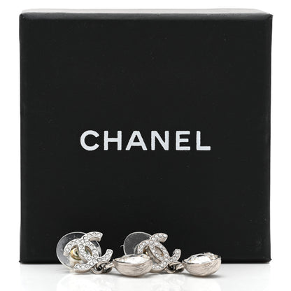 Chanel CC Crystal Teardrop Dangle Earrings Silver 5 of 5
