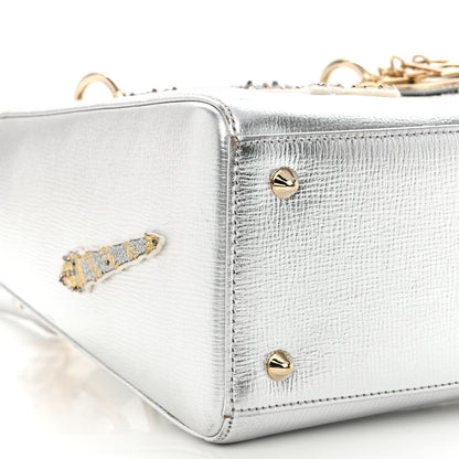 Christian Dior Metallic Calfskin Embroidered Lady Dior Silver Multicolor 8 of 11