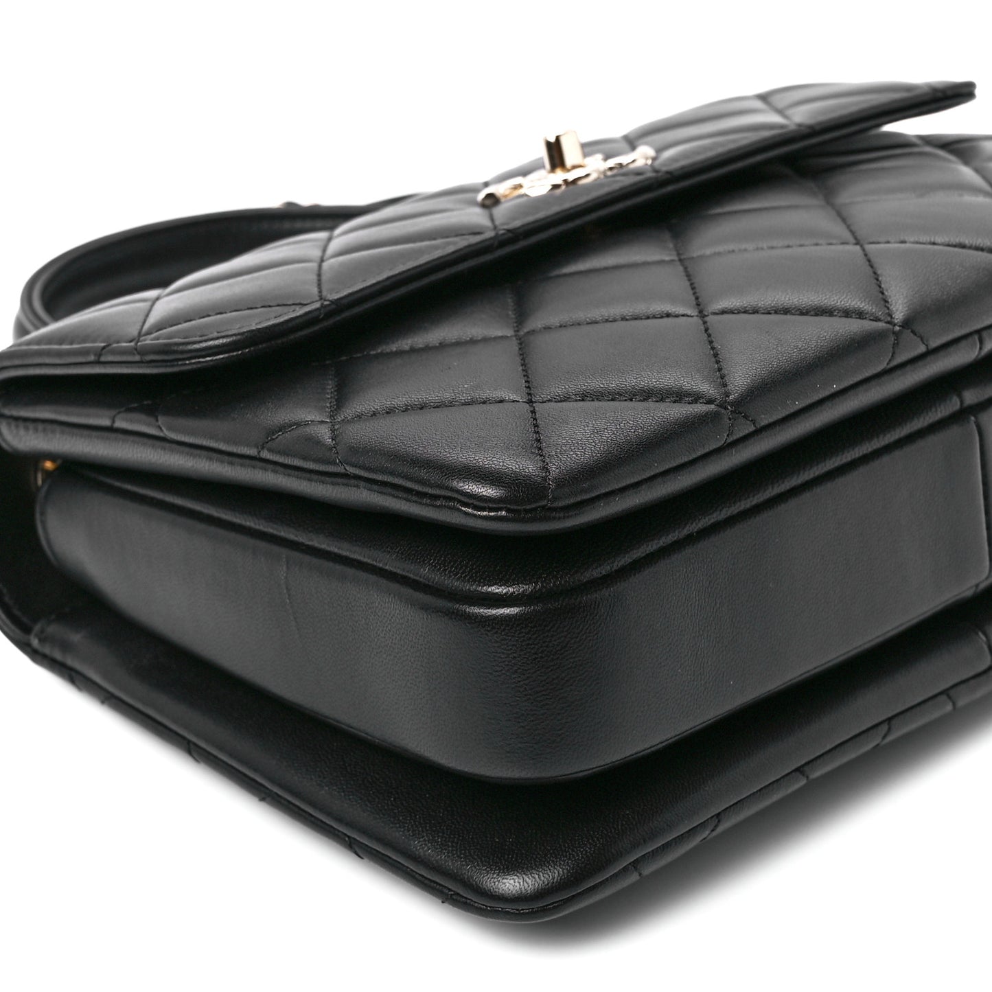 Lambskin Quilted Small Trendy CC Dual Handle Flap Bag Black