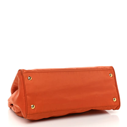 Prada Saffiano Tessuto Nylon Shopping Satchel Orange 4 of 11