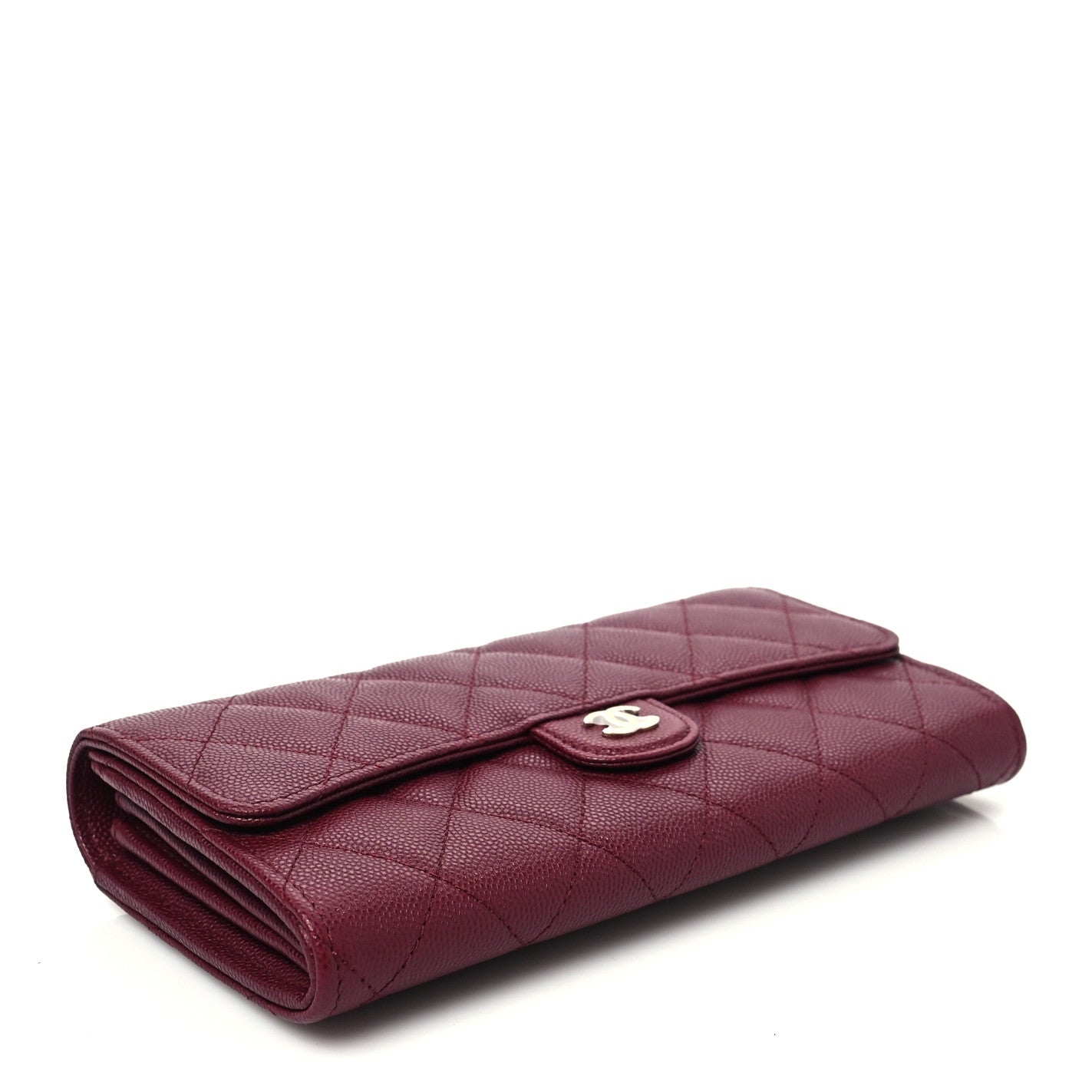 Chanel Caviar Quilted Large Gusset Flap Wallet Burgundy 4 of 8
