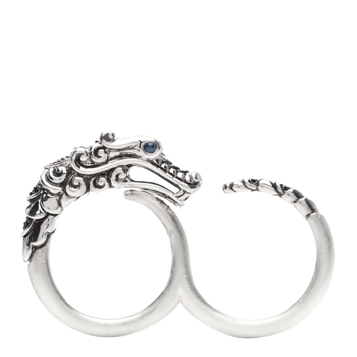 John Hardy Sterling Silver Black Spinel Blue Sapphire Sapphire Naga Dragon Two Finger Ring 57 8 4 of 6