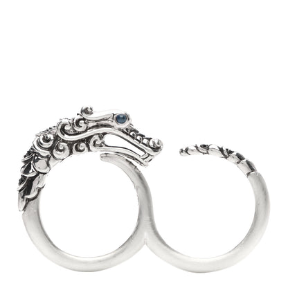 John Hardy Sterling Silver Black Spinel Blue Sapphire Sapphire Naga Dragon Two Finger Ring 57 8 4 of 6