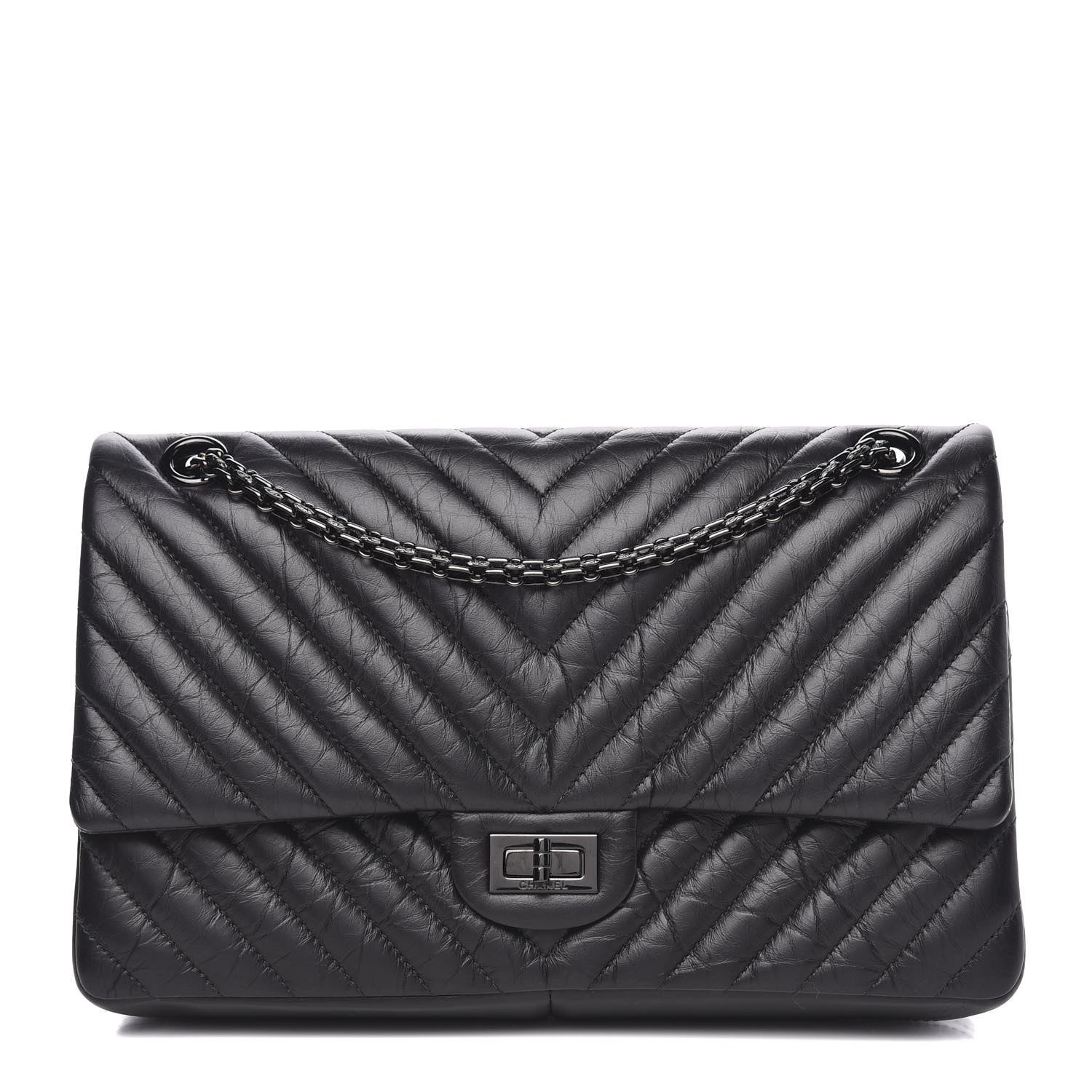 Chanel Aged Calfskin Chevron Quilted 2.55 Reissue 226 So Black 1 of 13