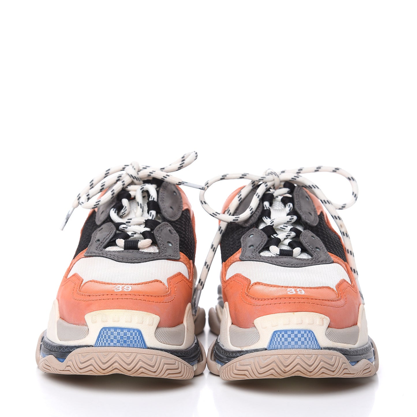 Mesh Nubuck Womens Triple S Sneakers 38 Orange Gris Black
