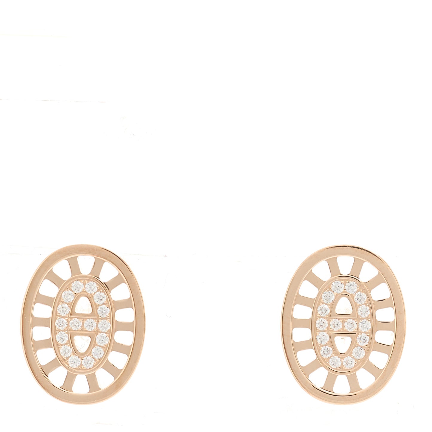 18K Rose Gold Diamond Chaine d'Ancre Divine Stud Earrings