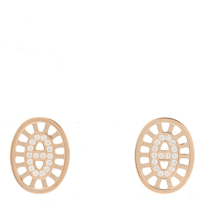 Hermes 18K Rose Gold Diamond Chaine d'Ancre Divine Stud Earrings 1 of 4