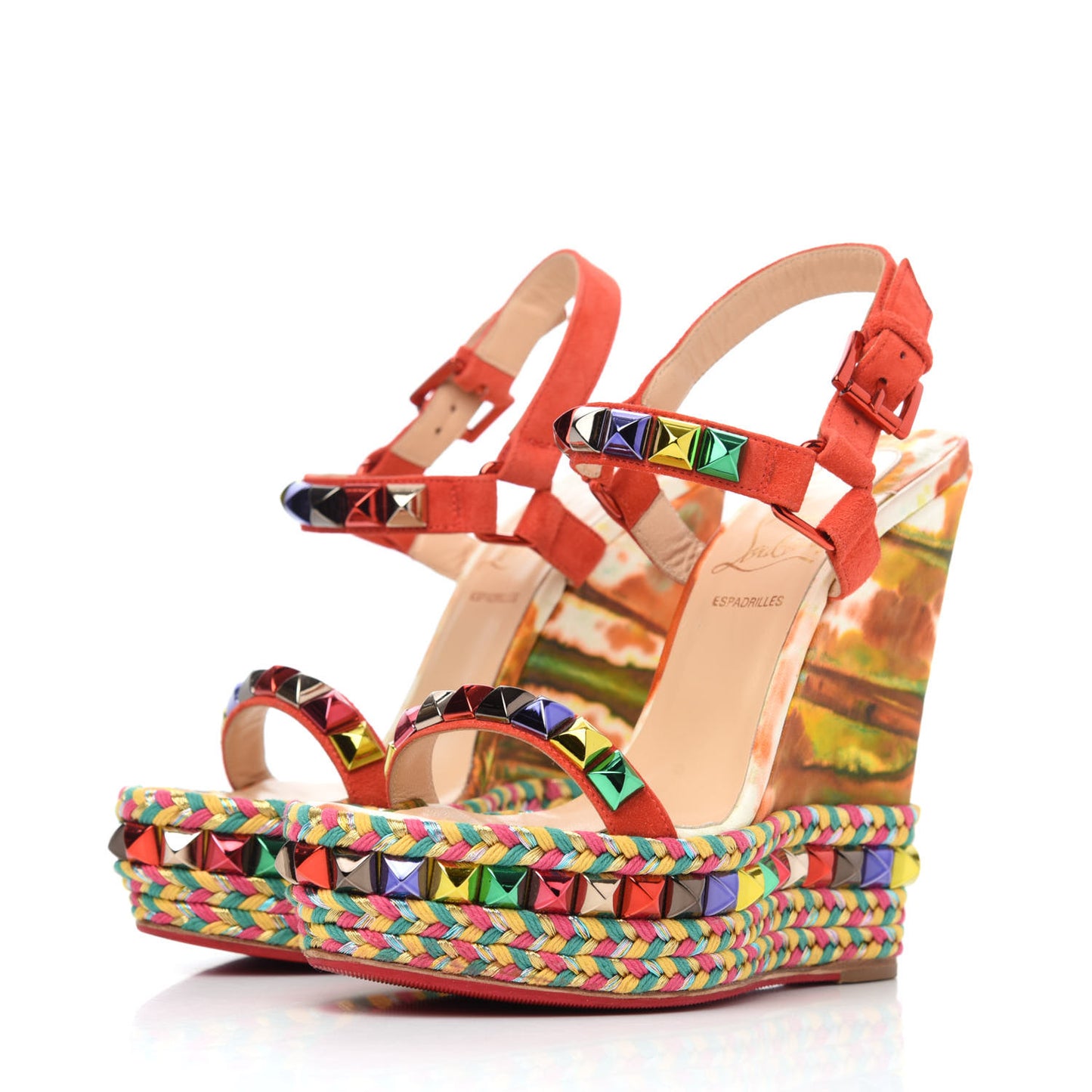 Lambskin Suede Cubana Cataclou 140 Wedge Sandals 35 Poppy