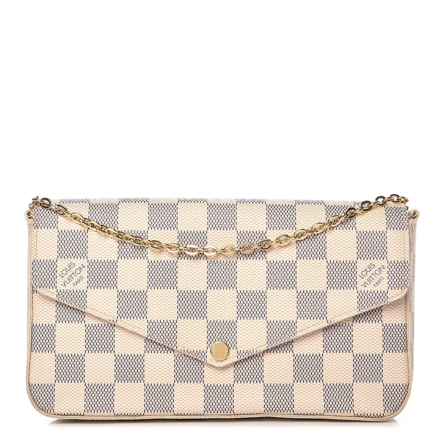 Louis Vuitton Damier Azur Pochette Felicie Chain Wallet Rose Ballerine 1 of 12