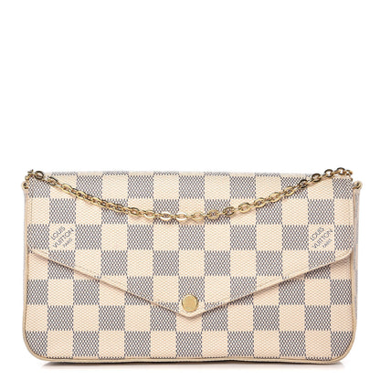 Louis Vuitton Damier Azur Pochette Felicie Chain Wallet Rose Ballerine 1 of 12