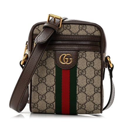 Gucci GG Supreme Monogram Web Mini Ophidia Messenger Brown 1 of 10