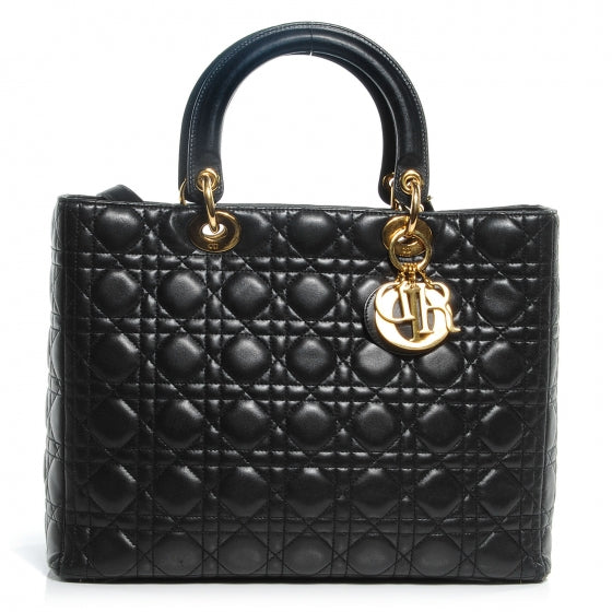 Lambskin Cannage Large Lady Dior Black