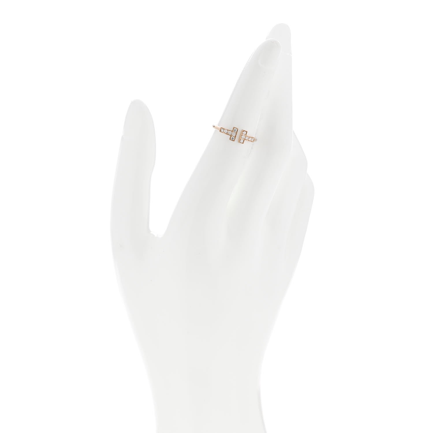 Tiffany 18K Rose Gold Diamond T Wire Ring 49 5 2 of 5