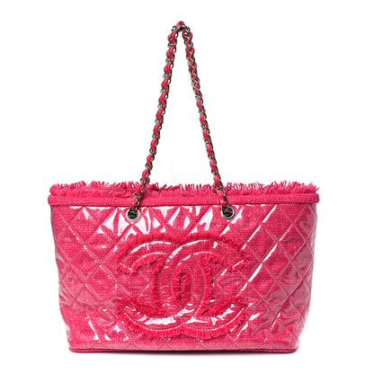 Chanel Vinyl Quilted Funny Tweed Tote Fuchsia 1 of 12