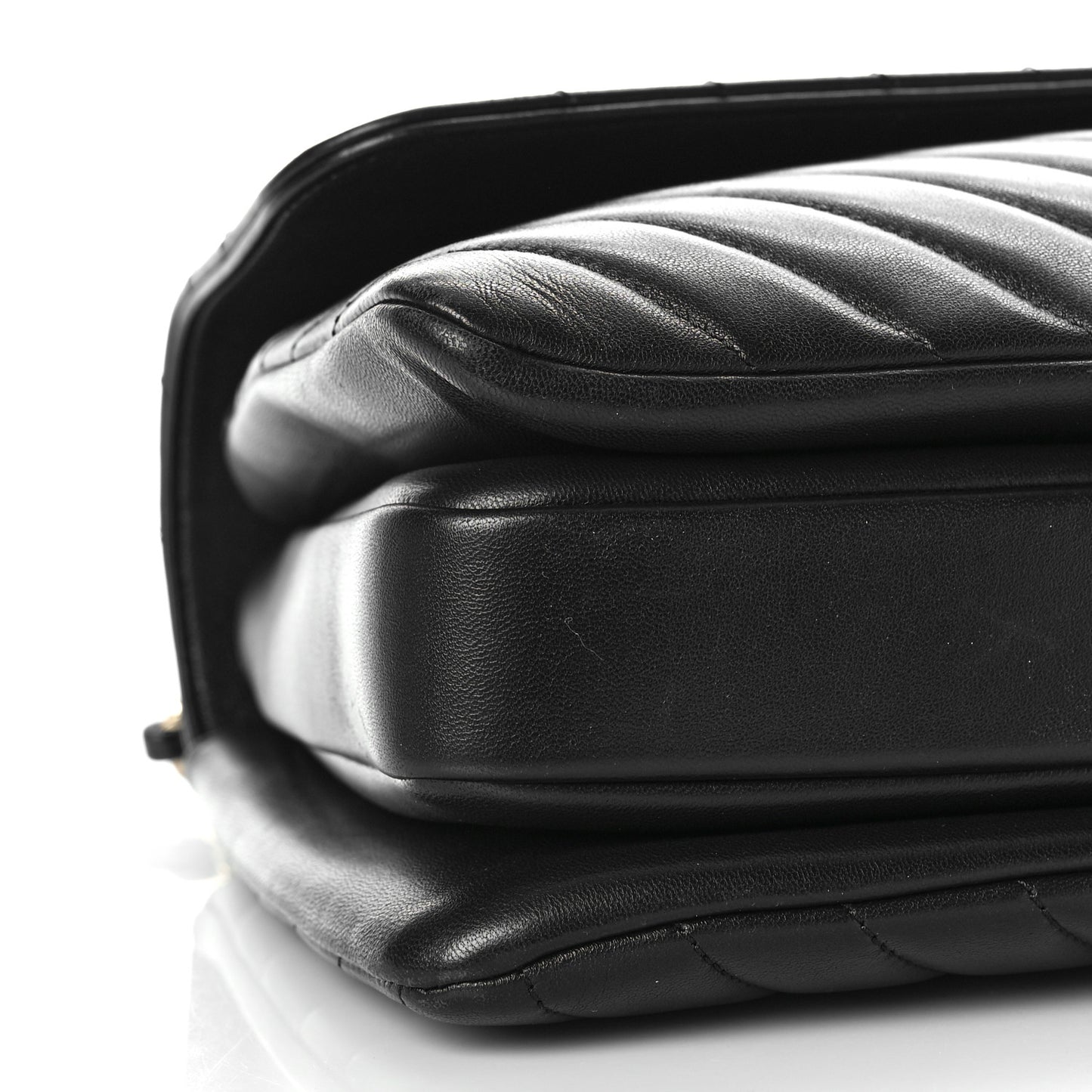 Lambskin Chevron Quilted Medium Trendy CC Dual Handle Flap Bag Black