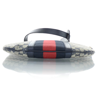 Gucci Monogram Vintage Web Medium Half Moon Hobo Navy 6 of 12