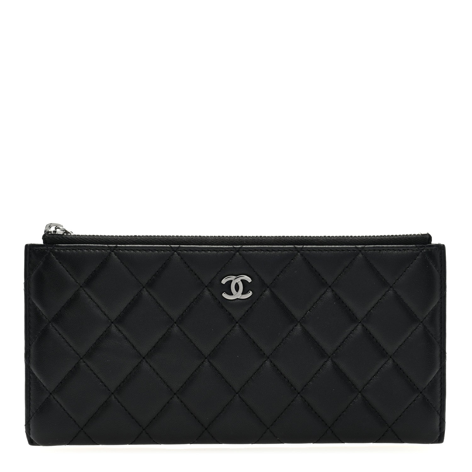 Chanel Lambskin Quilted Zip Pouch Black 1 of 6
