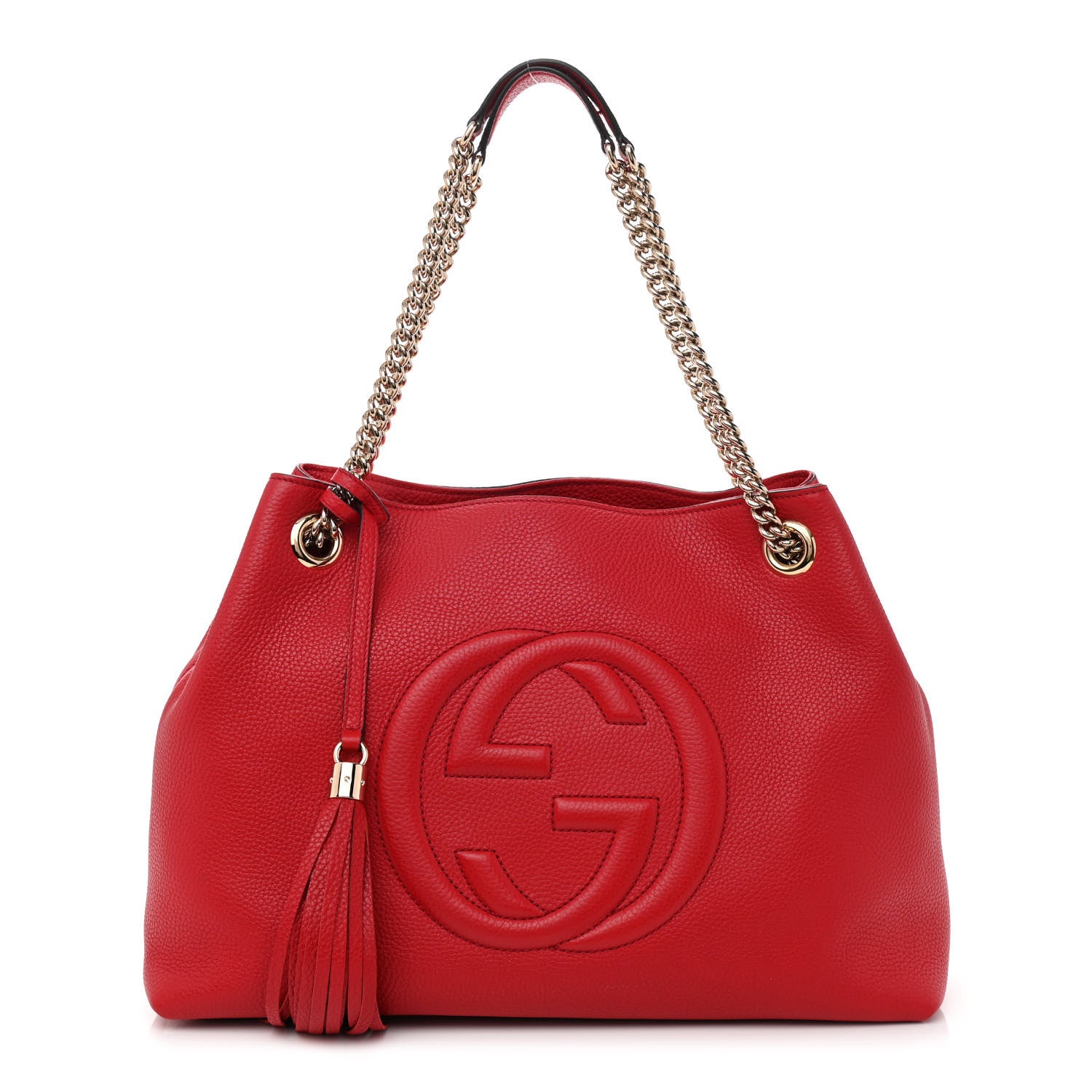 Gucci Cellarius Calfskin Medium Soho Chain Shoulder Bag Vibrant Red 1 of 7