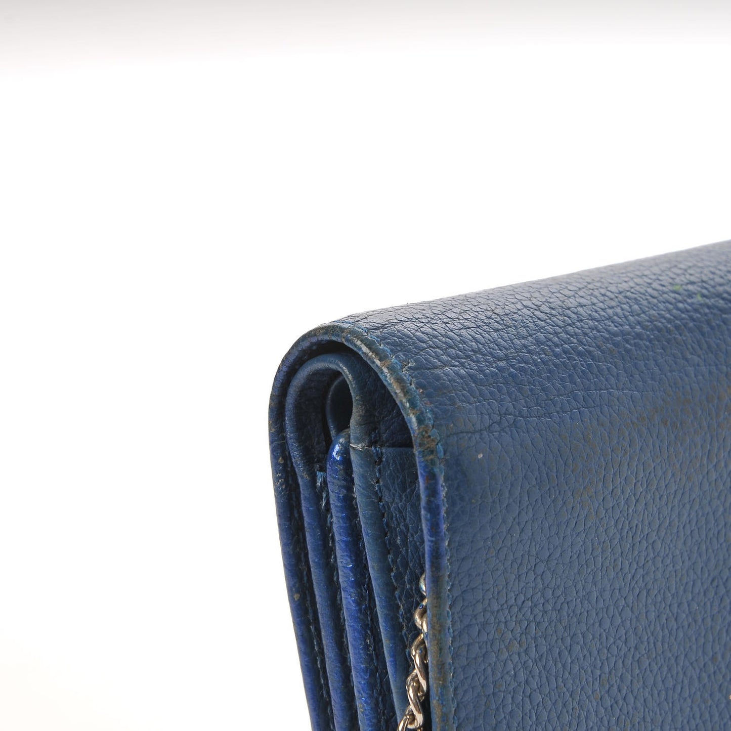Calfskin Studded Compact Wallet Blue