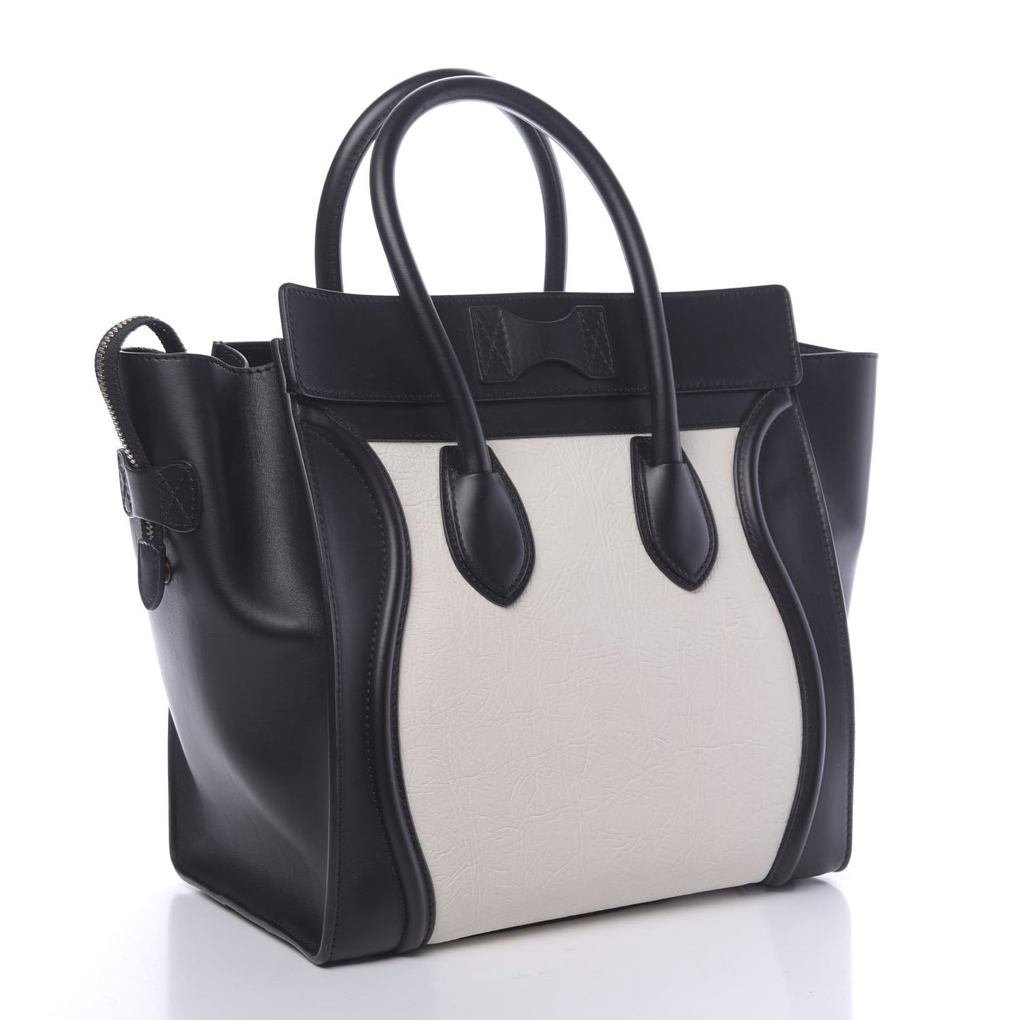 Elephant Calfskin Bicolor Mini Luggage Black White