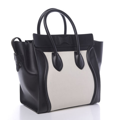 Celine Elephant Calfskin Bicolor Mini Luggage Black White 3 of 11