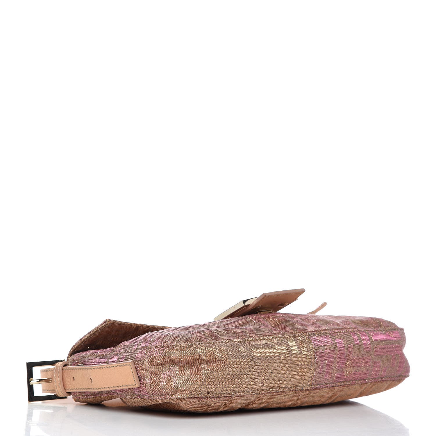 Fendi Metallic Lurex Zucca Vitello Baguette Arancio 4 of 8