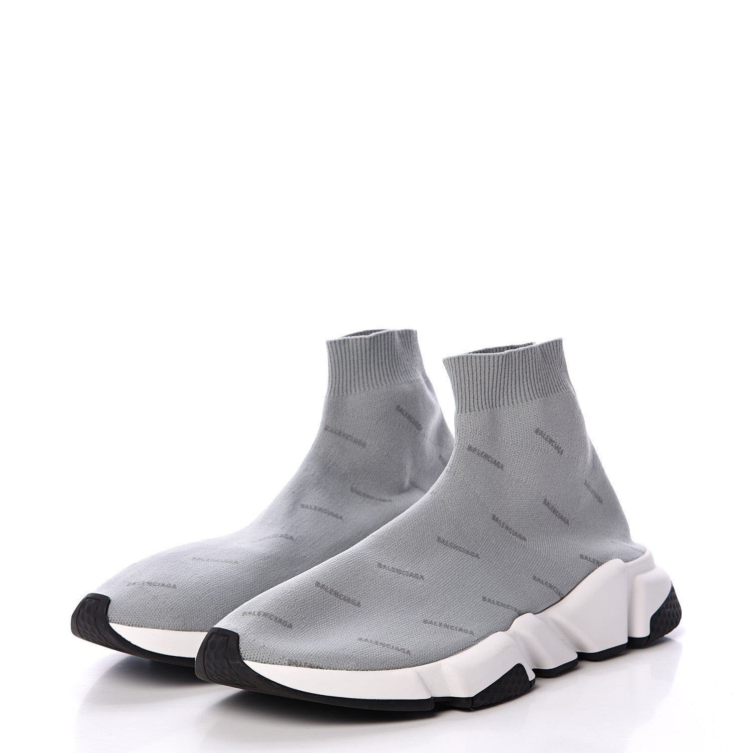 Balenciaga Neoprene Knit Allover Logo Mens Speed Sneakers 42 Grey 3 of 7