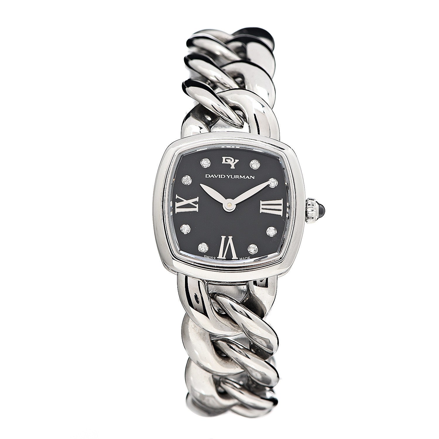 David Yurman Stainless Steel Diamond 23mm Albion Quartz Watch Black 1 of 5