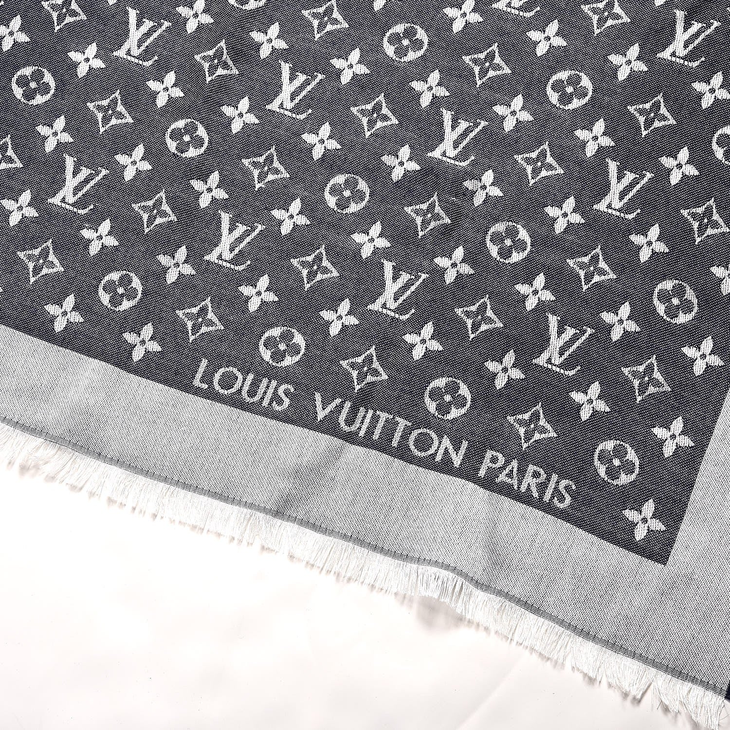 Louis Vuitton Wool Silk Monogram Denim Shawl Blue 3 of 6