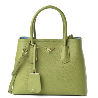 Prada Saffiano Cuir Small Double Bag Edera Anice 1 of 10