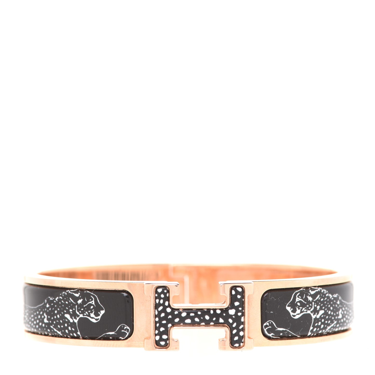 Enamel Narrow Print Guepards Clic Clac H Bracelet PM Positif Negatif