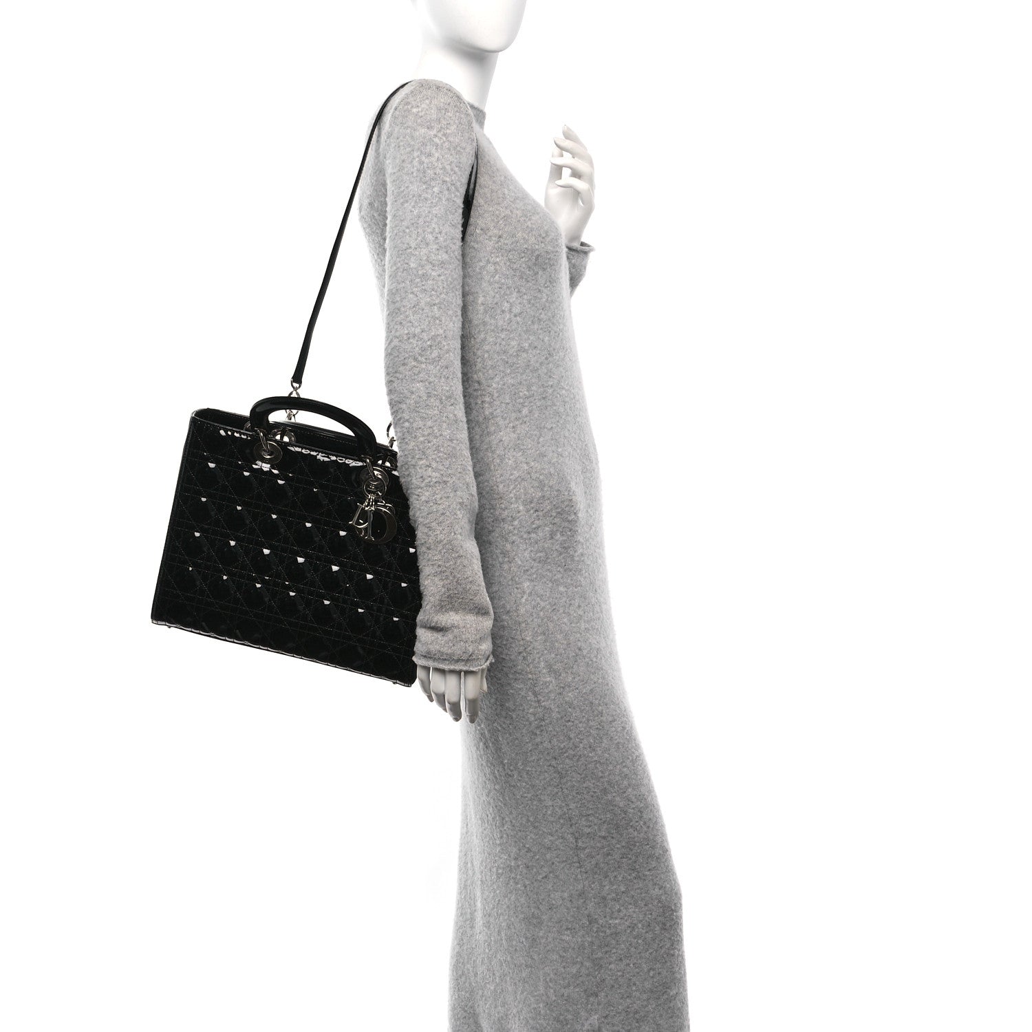 Christian Dior Patent Cannage Large Lady Dior Black 2 of 11