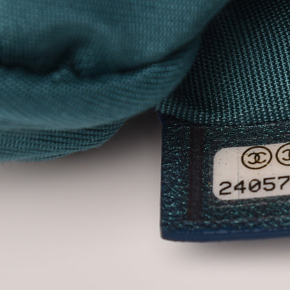 Chanel Iridescent Lambskin Quilted Medium Cosmetic Case Turquoise 7 of 7