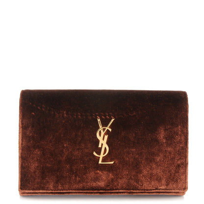 Saint Laurent Velvet Monogram Chain Wallet Red Clay 1 of 7