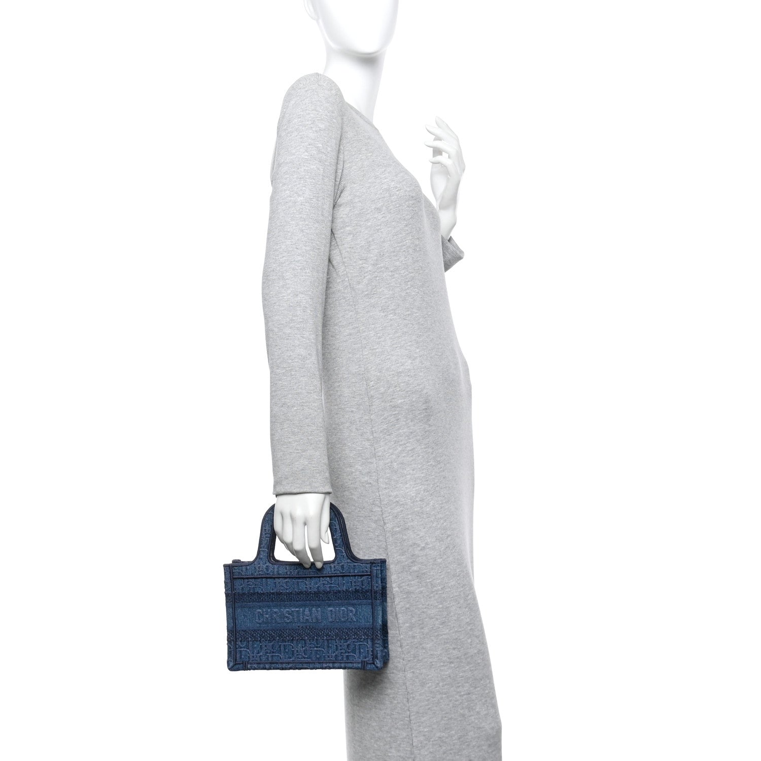 Christian Dior Oblique Denim Mini Book Tote Blue 2 of 11