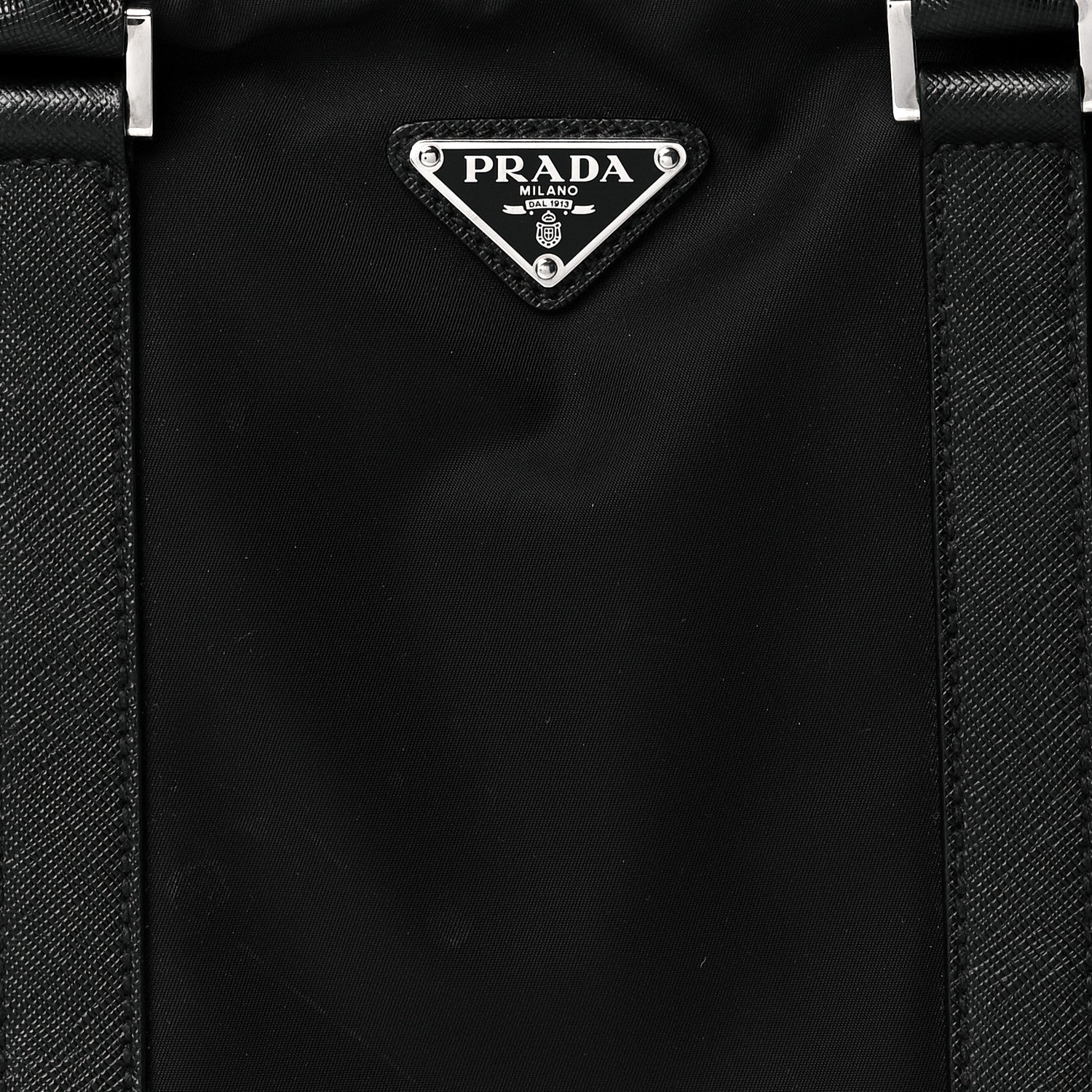 Prada Tessuto Nylon Saffiano Metal Triangle Logo Work Bag Black 14 of 15