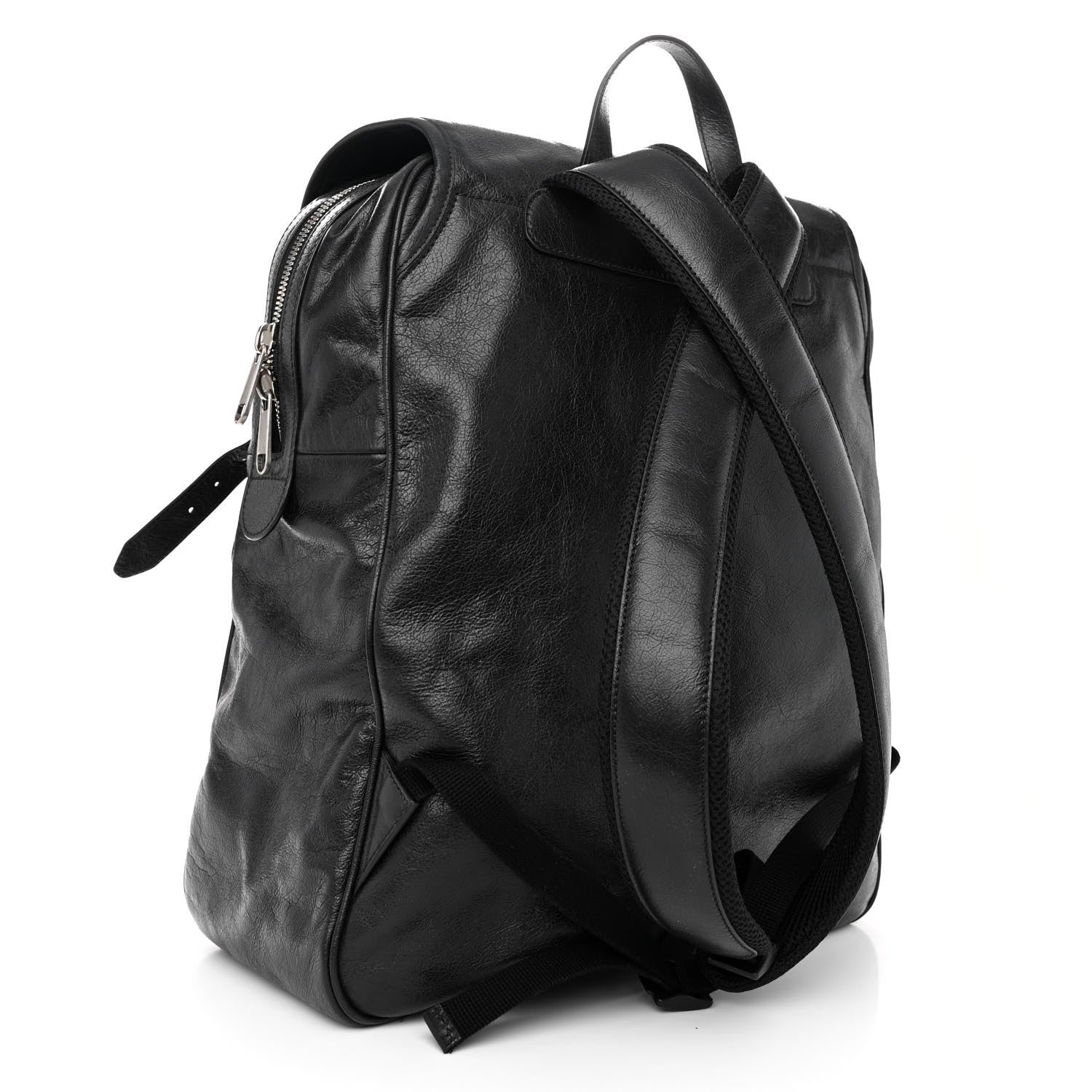 Gucci Fluffy Calfskin Mesh Nylon Medium Morpheus Double Buckle Backpack Black 3 of 9