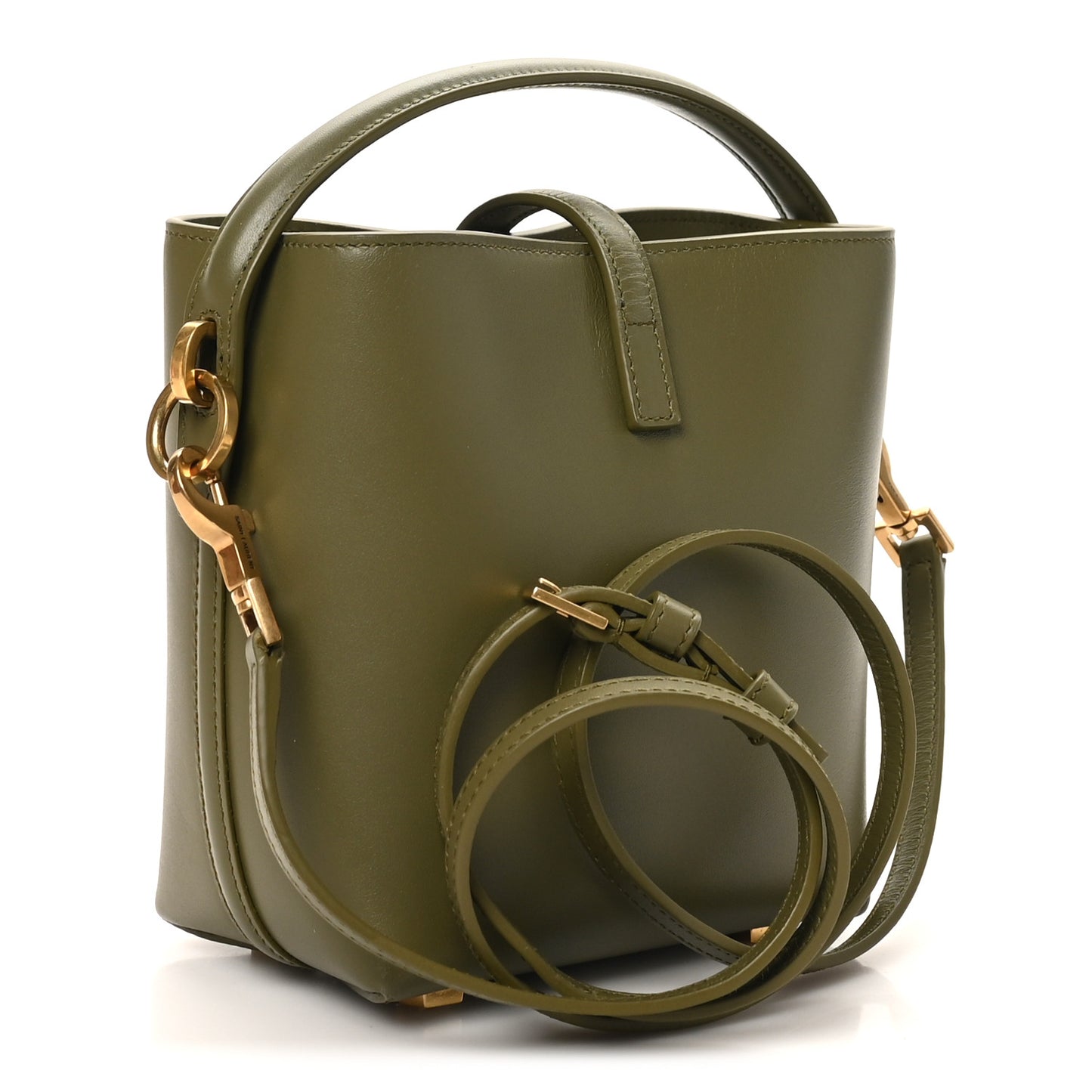 Shiny Calfskin Le 37 Mini Bucket Bag Strong Moss