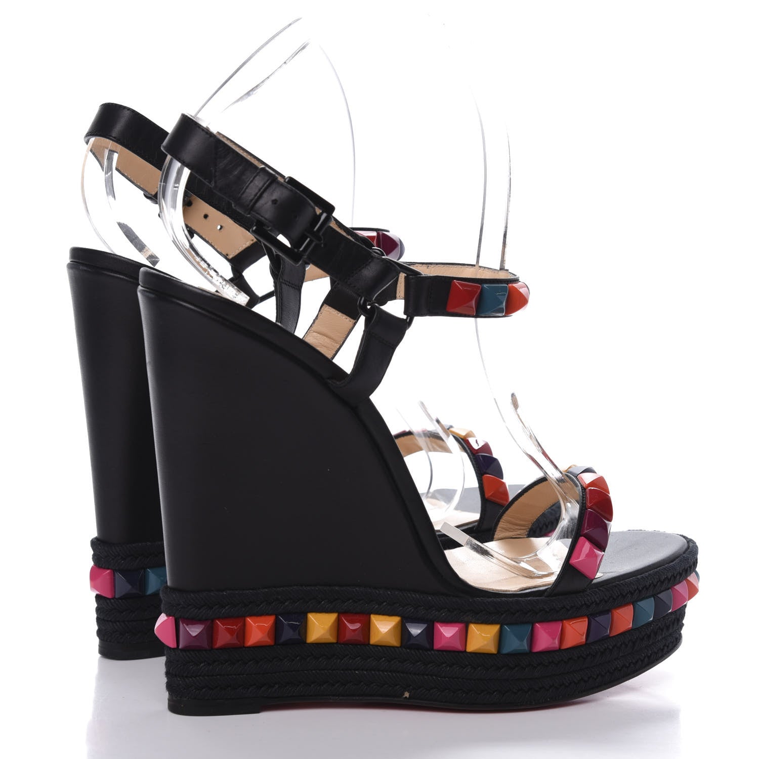Christian Louboutin Nappa Cataclou 140 Wedge Sandals 40 Black 5 of 8