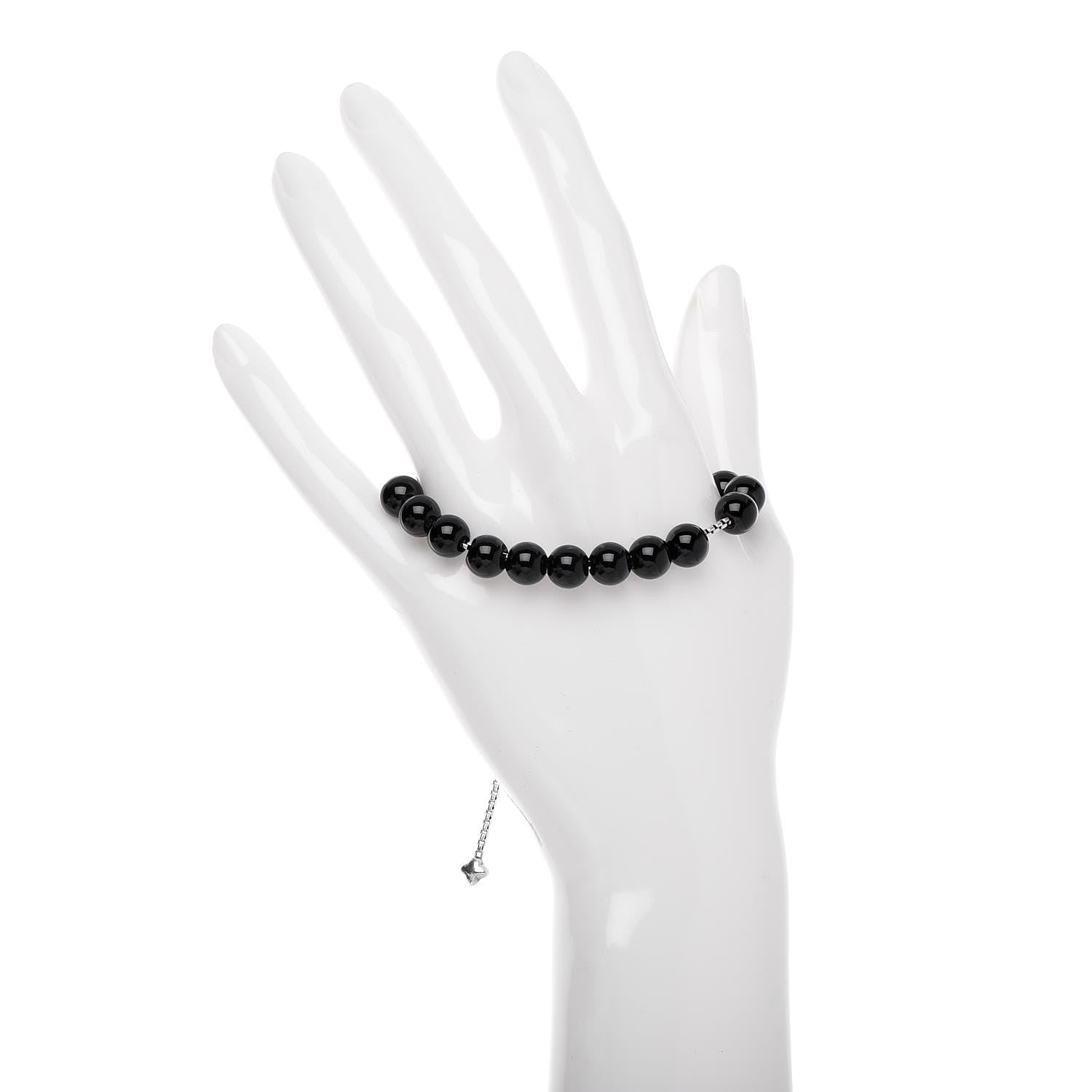 David Yurman Sterling Silver Black Onyx 8mm Spiritual Beads Adjustable Bracelet 2 of 4