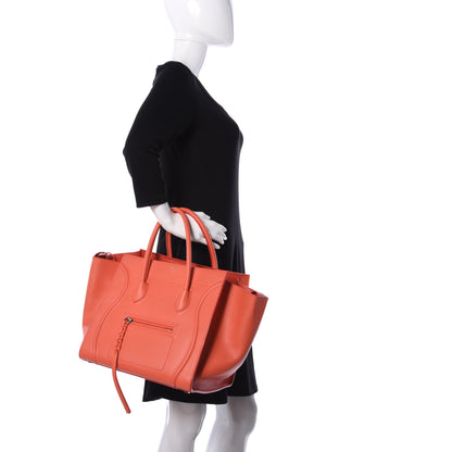 Celine Grained Calfskin Medium Phantom Luggage Coral 2 of 8